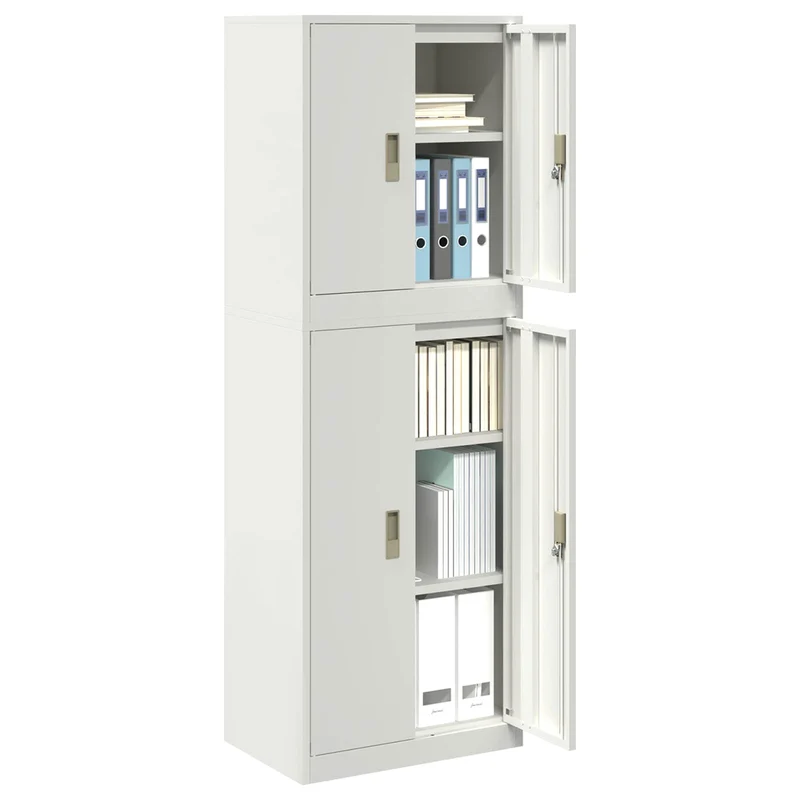 Storage Cabinet 2 pcs White 60 x 40 x 175 cm Steel Lockable