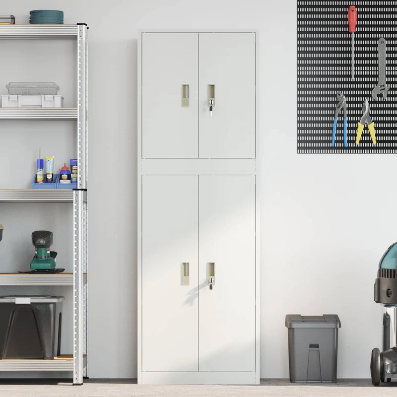 Storage Cabinet 2 pcs White 60 x 40 x 175 cm Steel Lockable