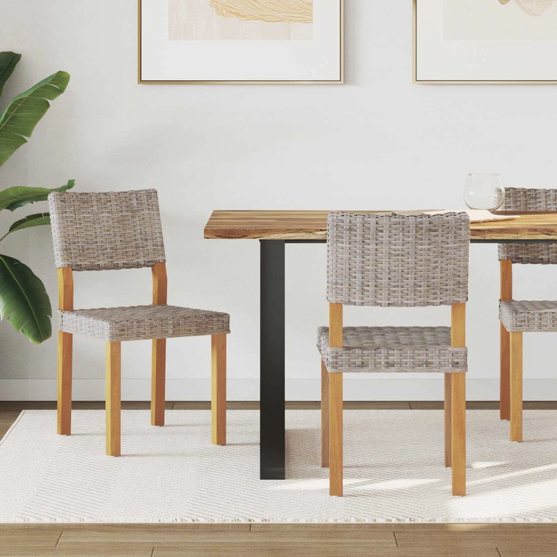 Dining Chair GENDT 2 pcs Kubu Rattan Kubu Grey 46 x 55 x 84 cm