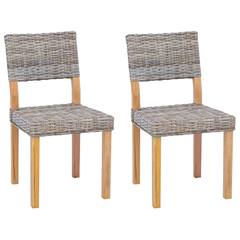 Dining Chair GENDT 2 pcs Kubu Rattan Kubu Grey 46 x 55 x 84 cm