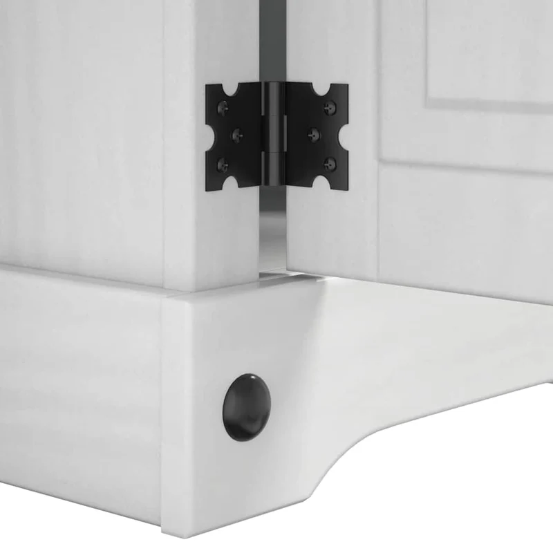 Bedside Table Corona White 35 x 32.5 x 58 cm Solid Pine Wood
