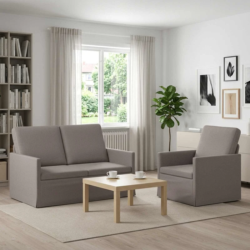 Sofa Set 2 pcs Taupe Fabric