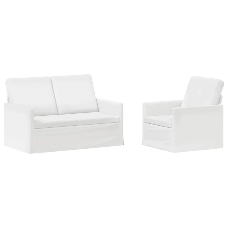 Sofa Set 2 pcs White Fabric