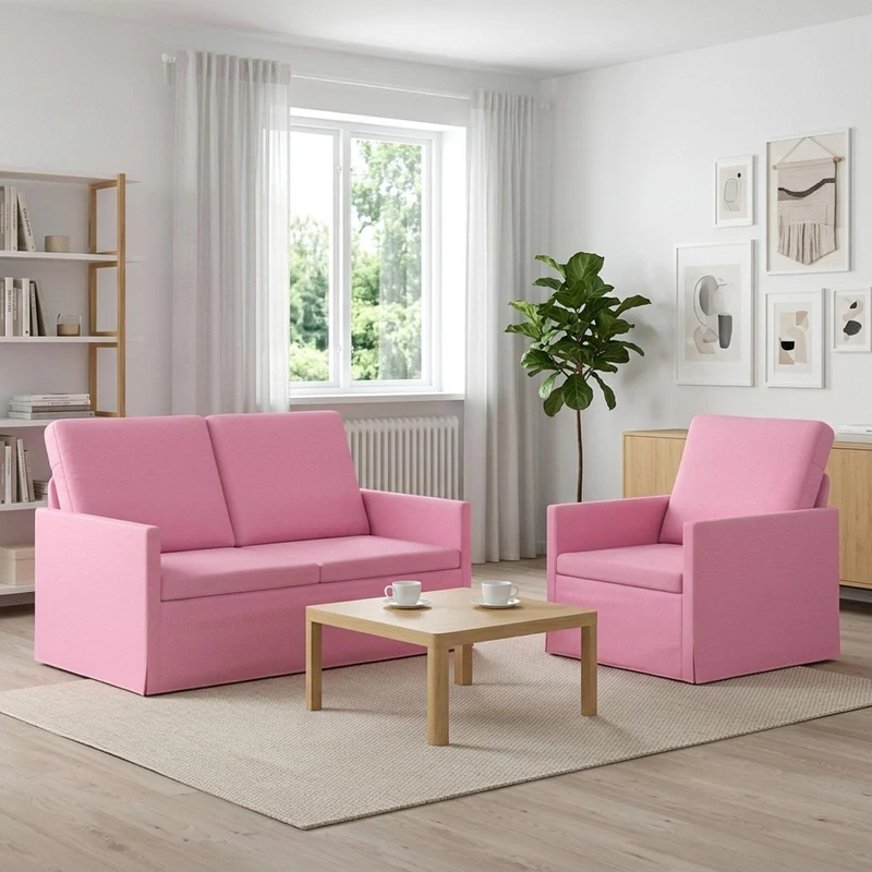 Sofa Set 2 pcs Pink Fabric