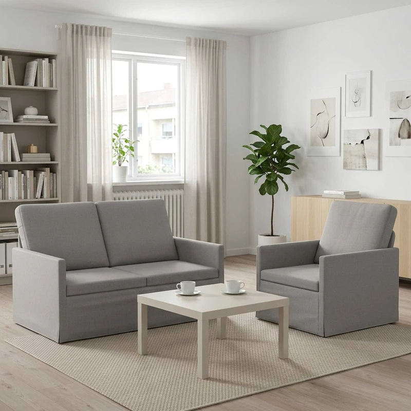 Sofa Set 2 pcs Cloud Grey Fabric