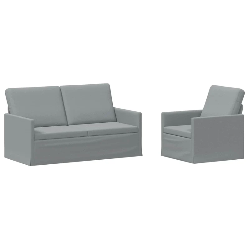 Sofa Set 2 pcs Light Grey Fabric