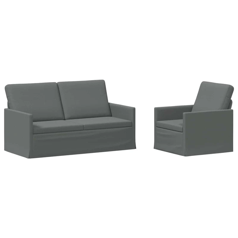 Sofa Set 2 pcs Dark Grey Fabric