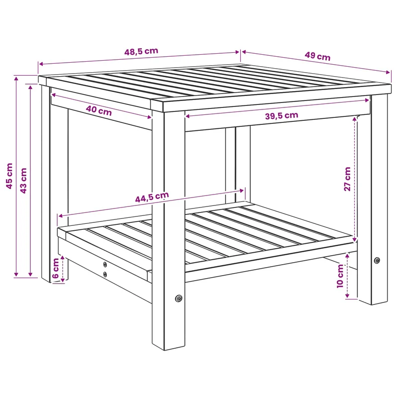 Coffee Table Natural 48.5 x 49 x 45 cm Solid Acacia Wood