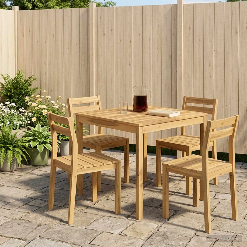 Garden Dinner Table Whitewash 80 x 80.5 x 75 cm