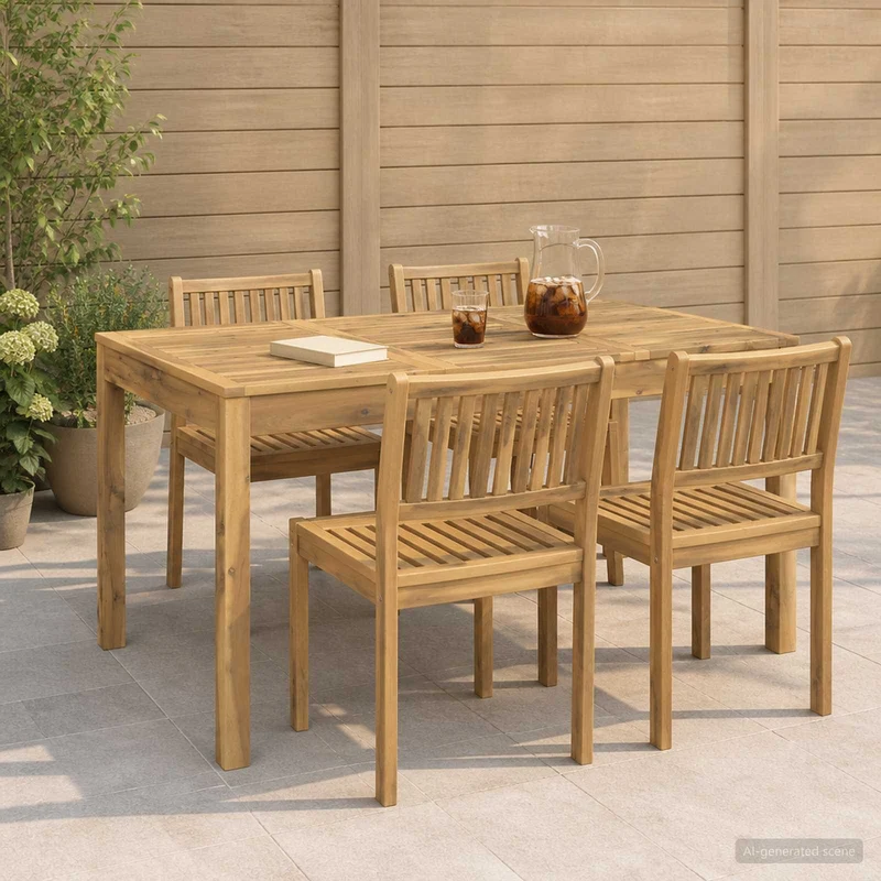 Garden Dinner Table Whitewash 141 x 80.5 x 75 cm