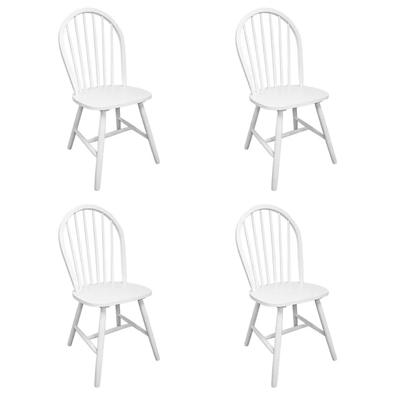 Dining Chairs 4 pcs White Solid Rubber Wood