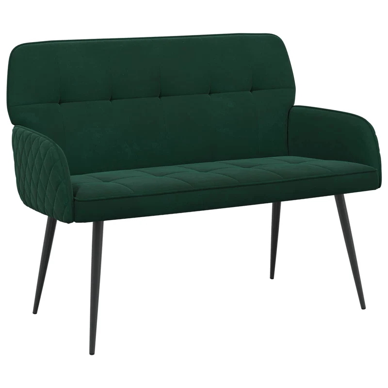 2 Seater Sofa with Metal Legs 2-Seater Dark Green Velvet