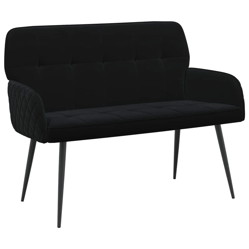 2 Seater Sofa with Metal Legs 2-Seater Black Velvet