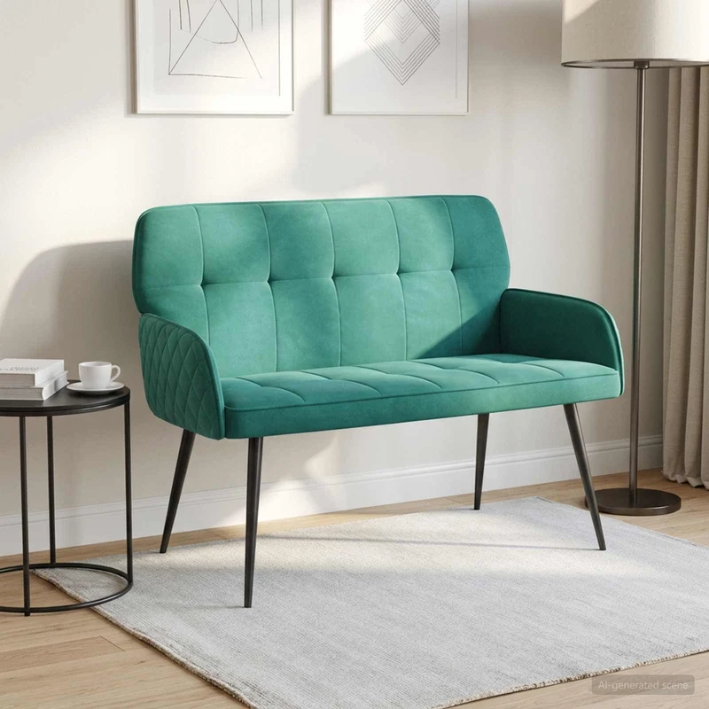 2 Seater Sofa with Metal Legs 2-Seater Turquoise Velvet
