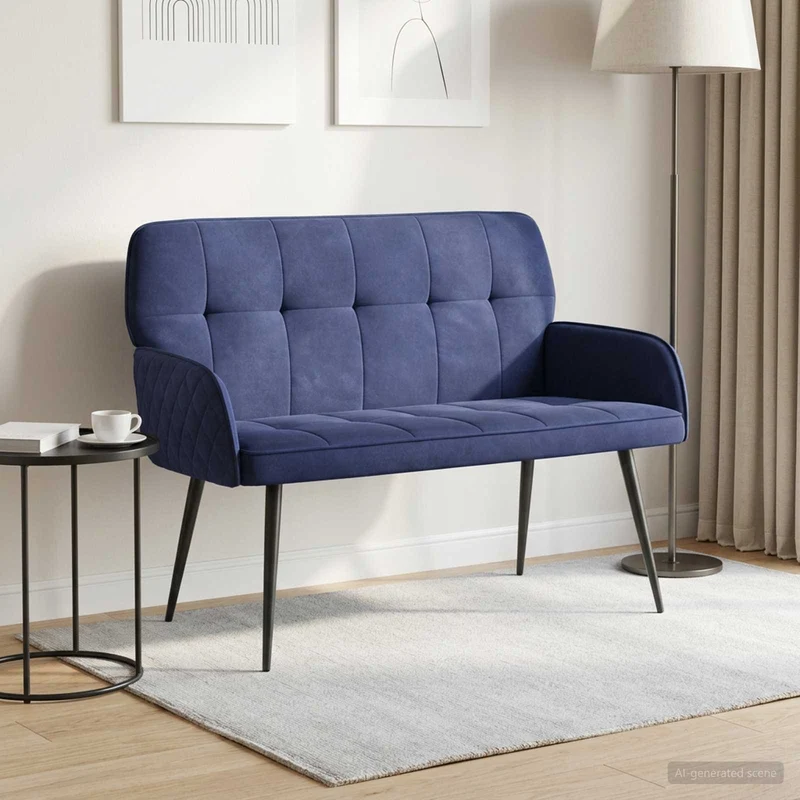 2 Seater Sofa with Metal Legs 2-Seater Police Blue Velvet