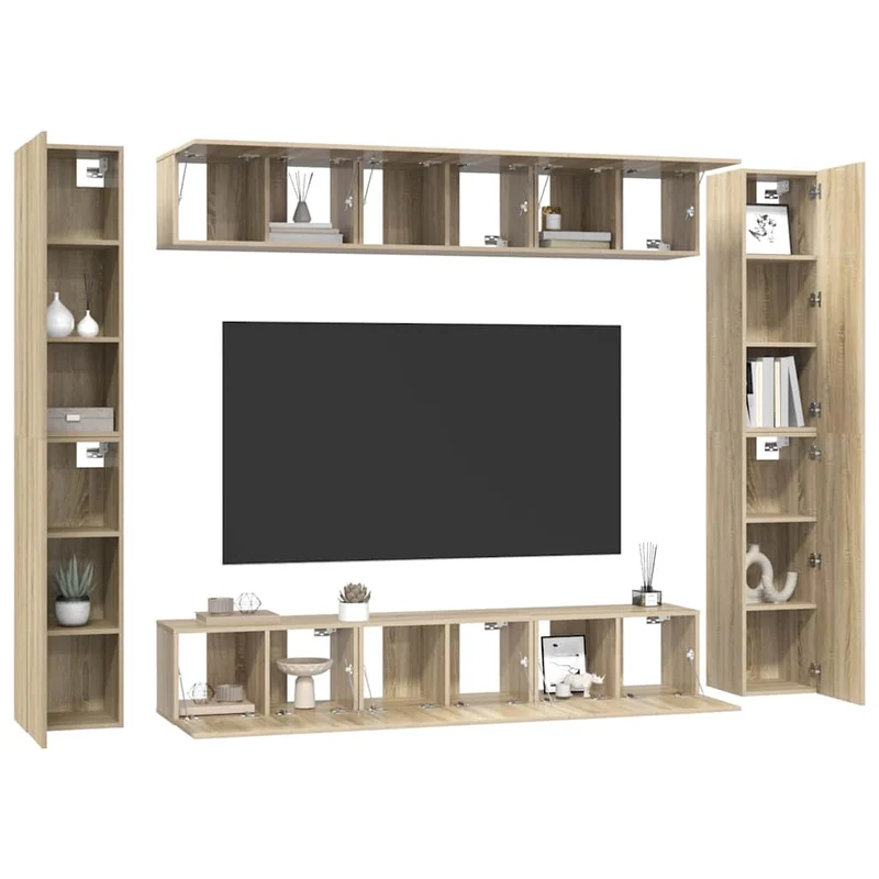 10 Piece TV Cabinet Set Sonoma Oak Engineered Wood