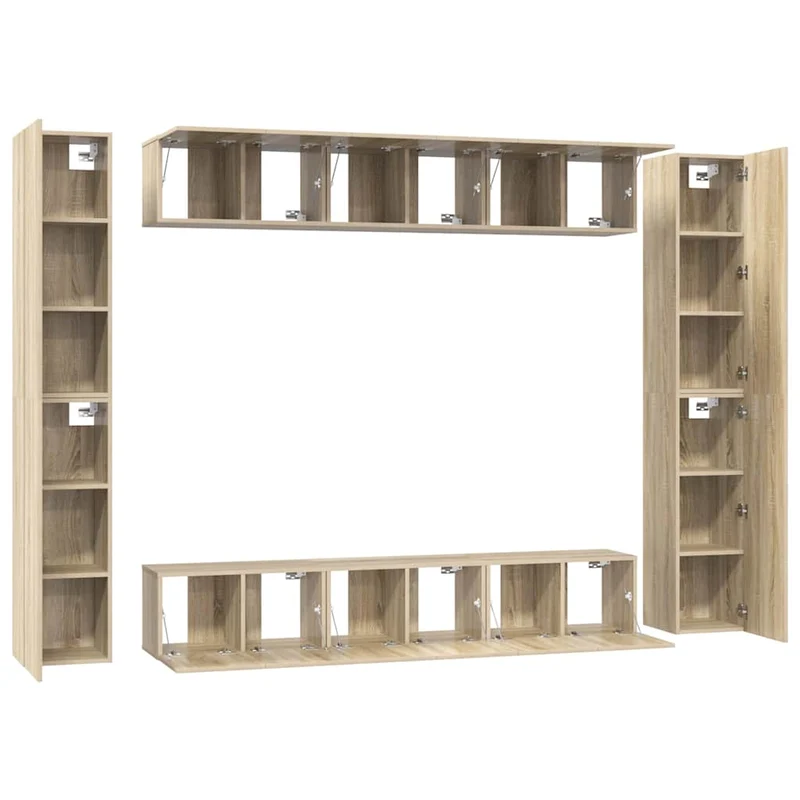 10 Piece TV Cabinet Set Sonoma Oak Engineered Wood