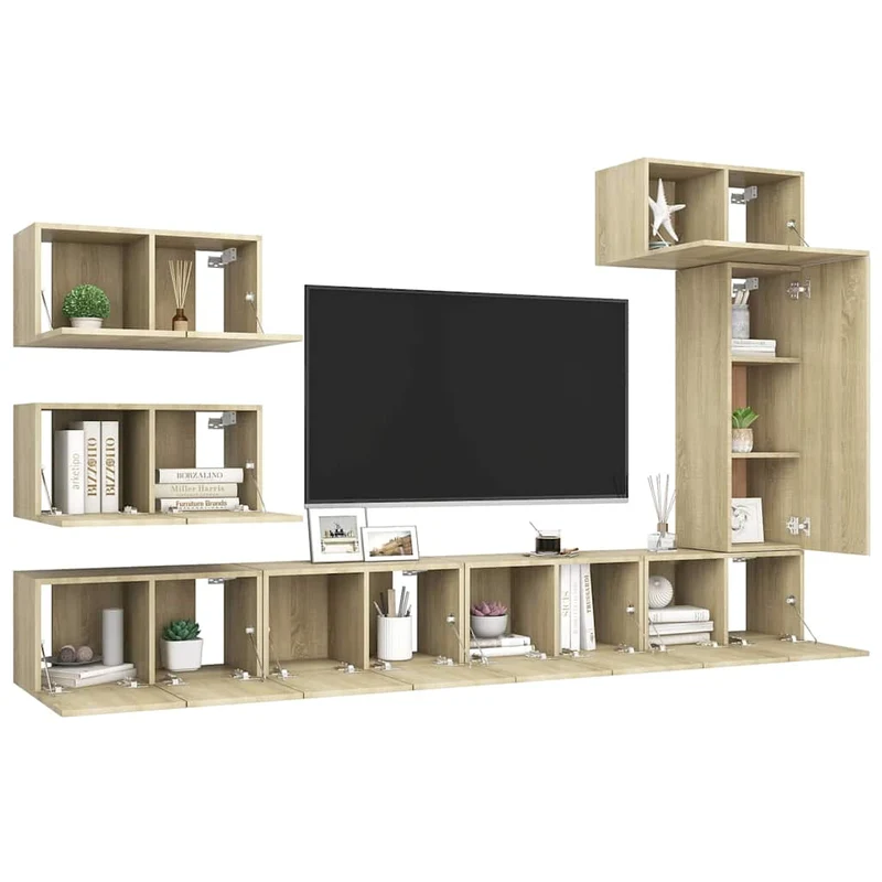 8 Piece TV Cabinet Set Sonoma Oak Engineered Wood