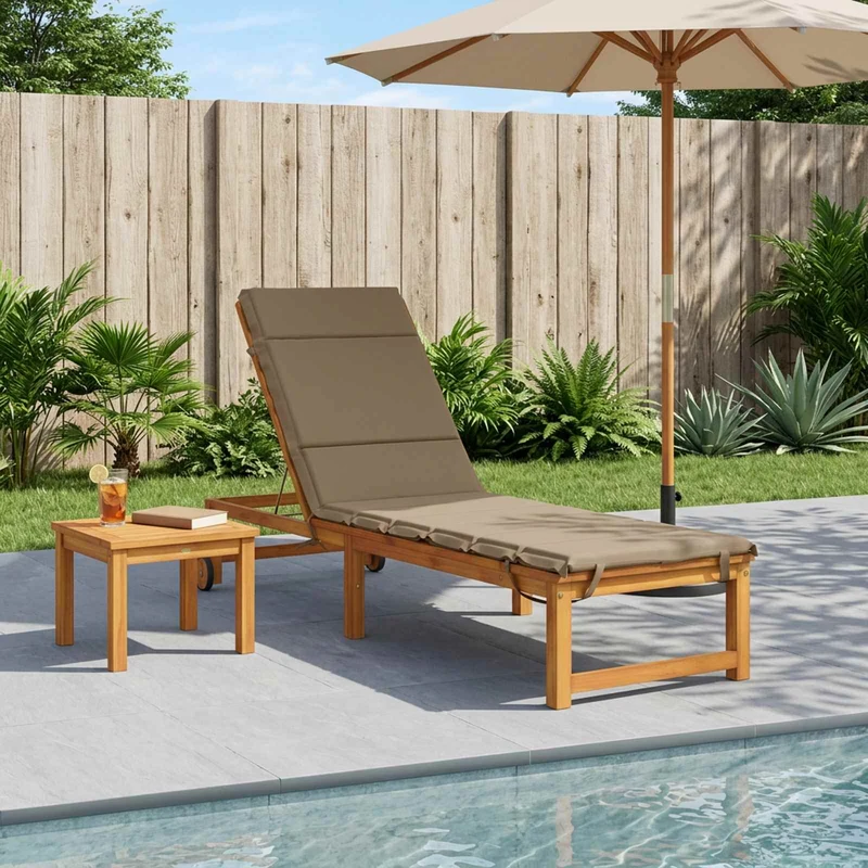 Sunlounger Cushion GEMERT 100% Polyester Taupe 200 x 55 x 3 cm