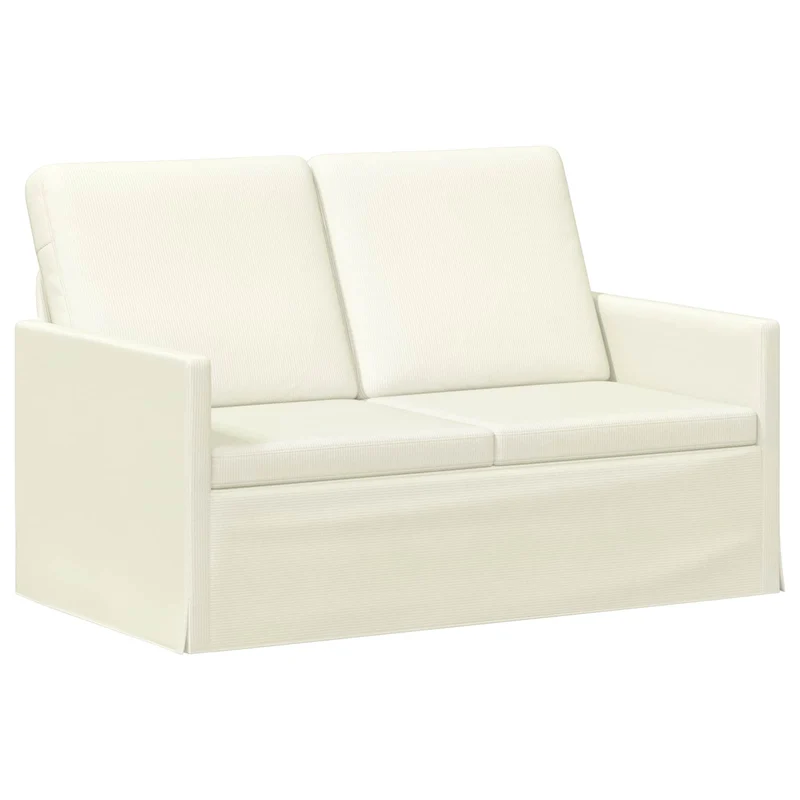 Sofa Set 2 pcs Cream Corduroy Fabric