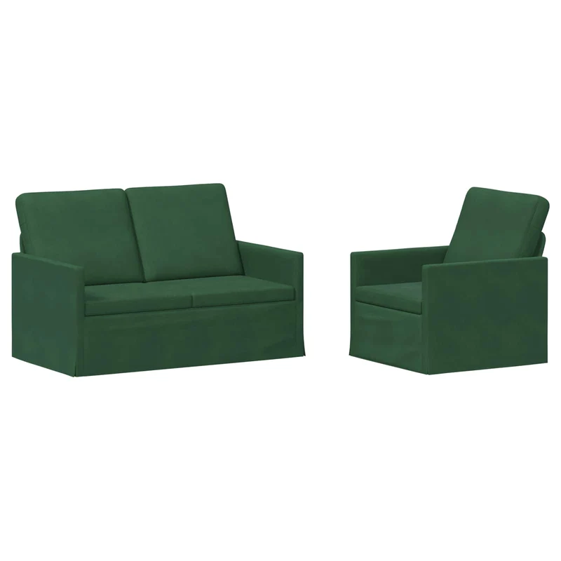 Sofa Set 2 pcs Jungle Green Corduroy Fabric