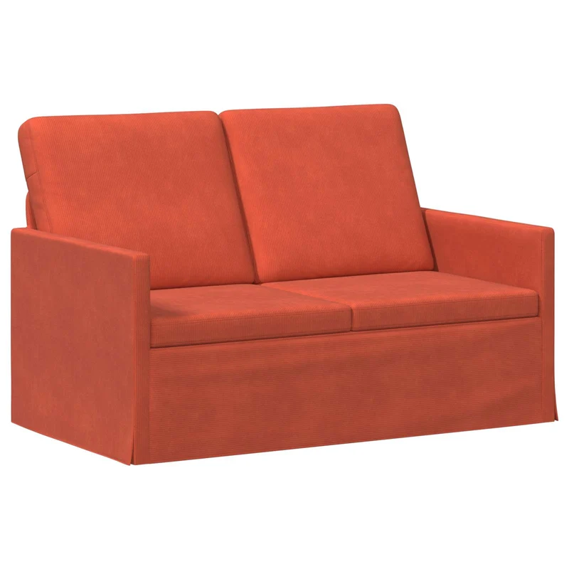 Sofa Set 2 pcs Red Orange Corduroy Fabric