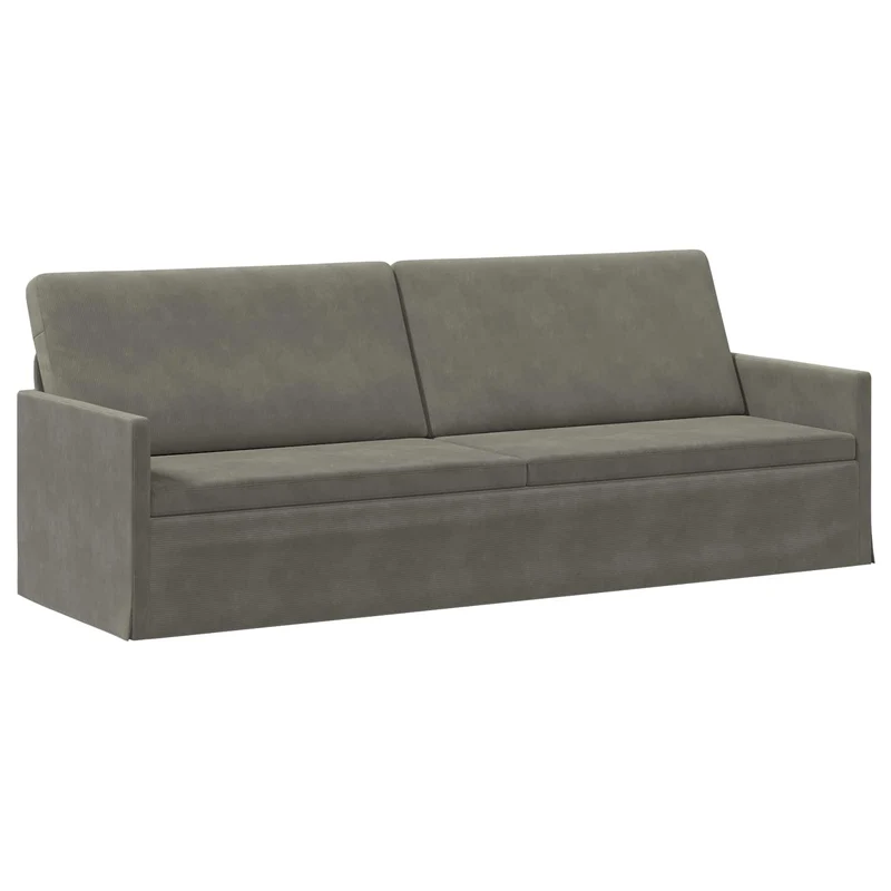 3 Seater Sofa Light Grey 220 x 81 x 82 cm Corduroy Fabric