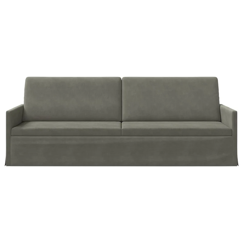 3 Seater Sofa Light Grey 220 x 81 x 82 cm Corduroy Fabric