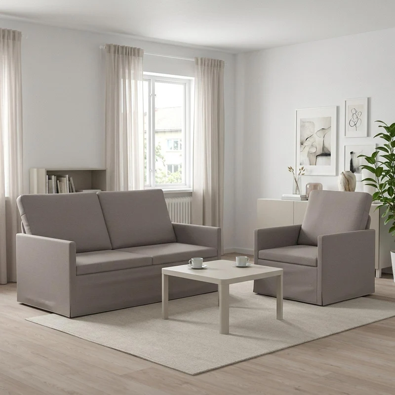 Sofa Set 2 pcs Taupe Fabric