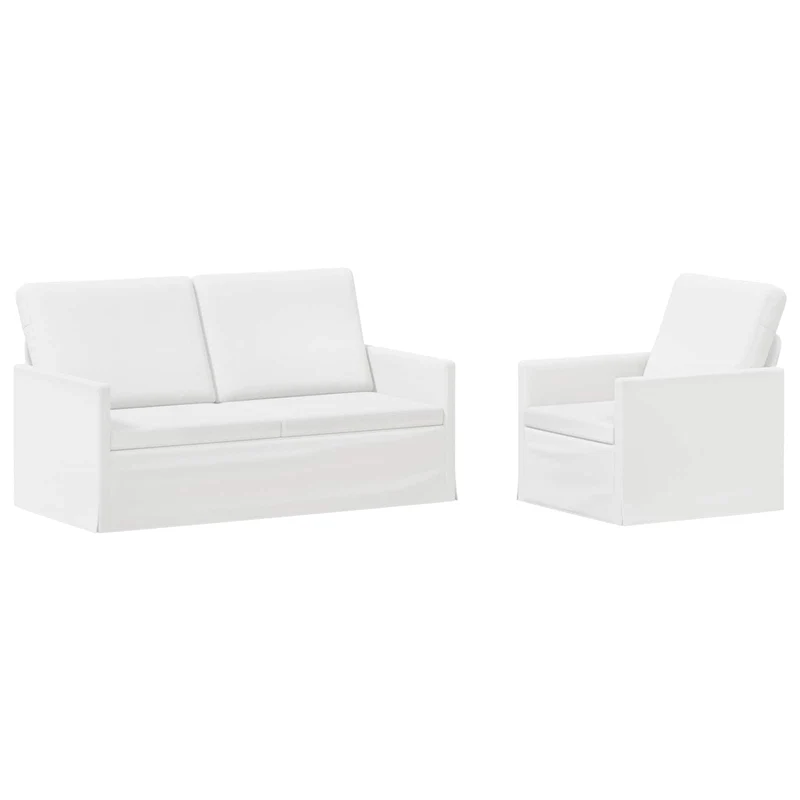 Sofa Set 2 pcs White Fabric
