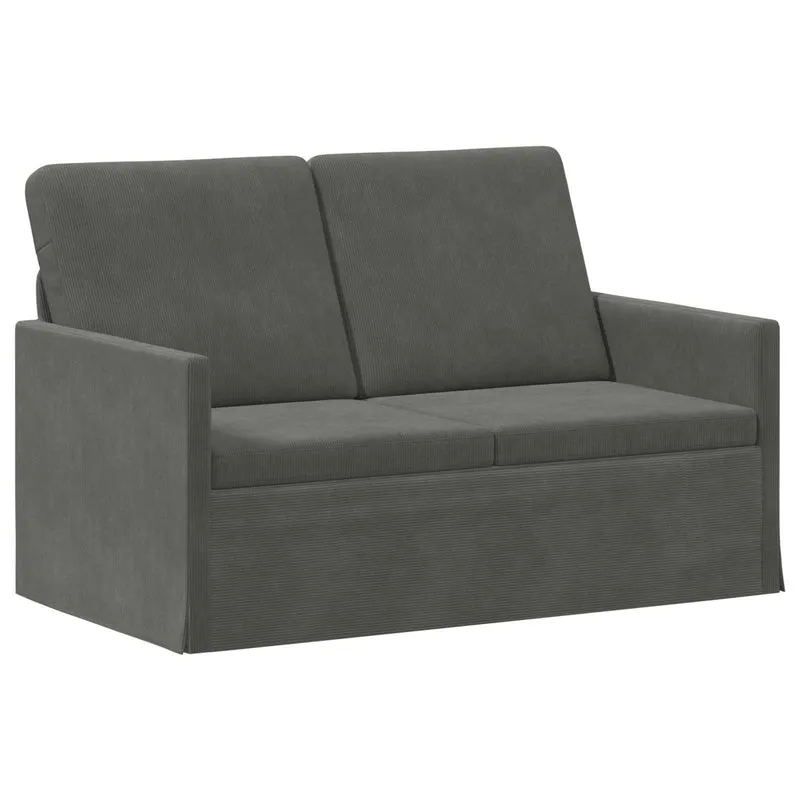 2 Seater Sofa Dark Grey 130 x 81 x 82 cm Corduroy Fabric