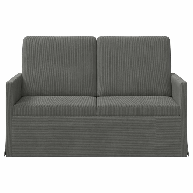2 Seater Sofa Dark Grey 130 x 81 x 82 cm Corduroy Fabric