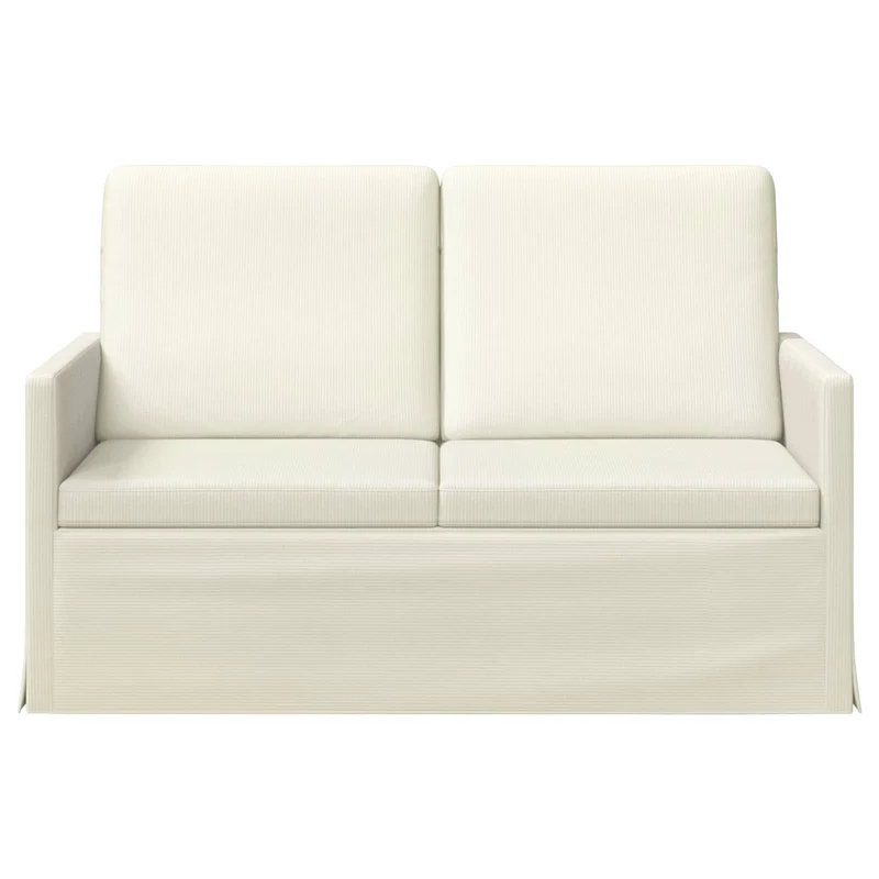 2 Seater Sofa Cream 130 x 81 x 82 cm Corduroy Fabric