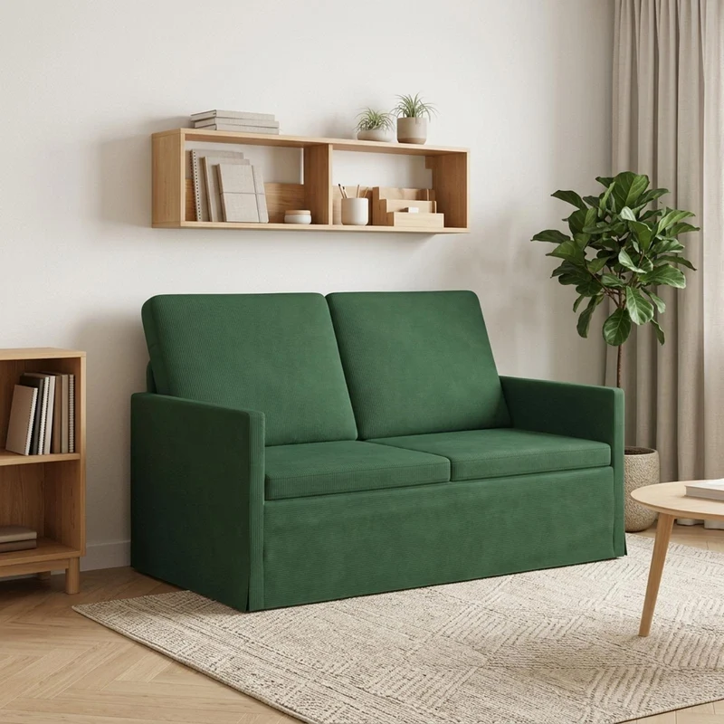 2 Seater Sofa Jungle Green 130 x 81 x 82 cm Corduroy Fabric