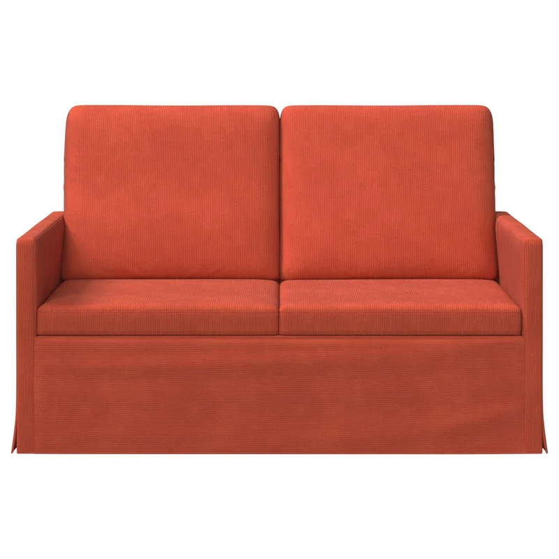 2 Seater Sofa Red Orange 130 x 81 x 82 cm Corduroy Fabric
