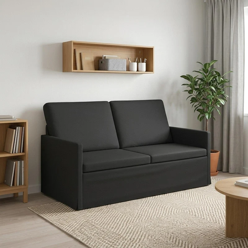 2 Seater Sofa Black 150 x 81 x 82 cm Fabric