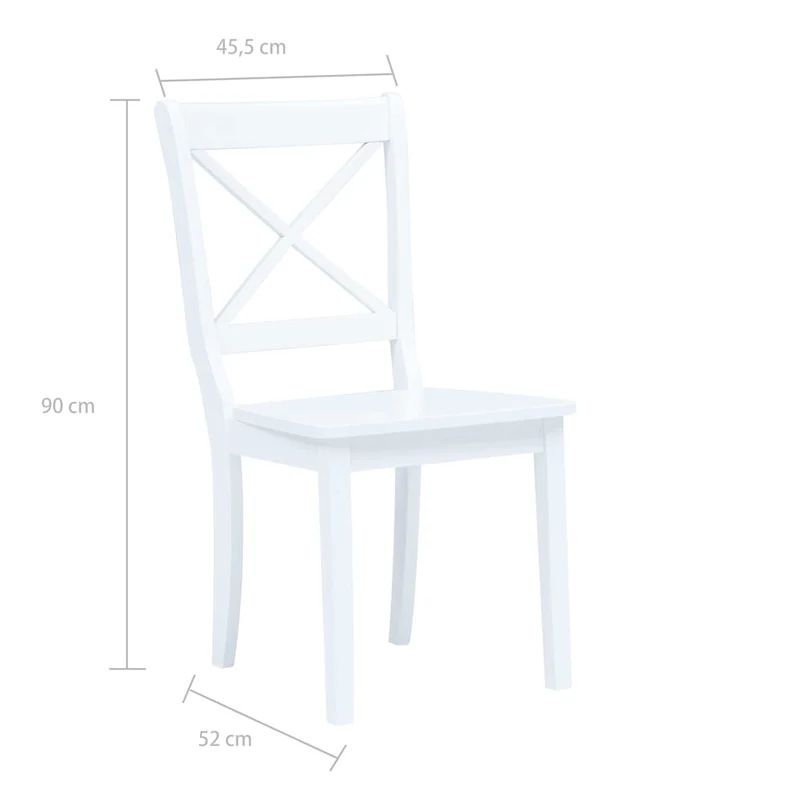 Dining Chairs 4 pcs White Solid Rubber Wood