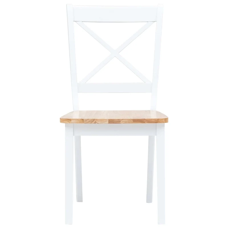 Dining Chairs 4 pcs White and Natural Solid Rubber Wood