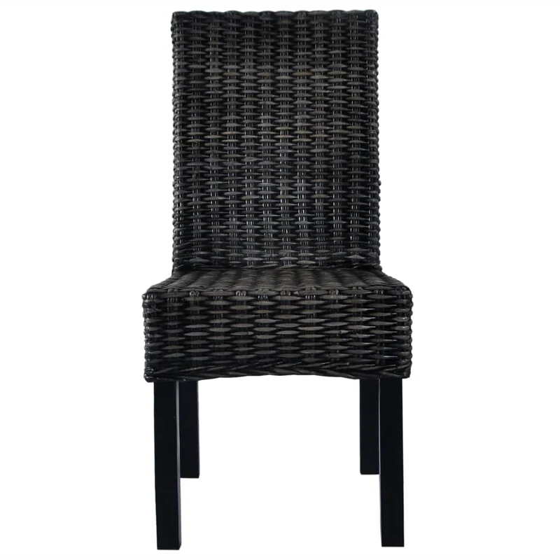 Dining Chairs 4 pcs Black Kubu Rattan and Mango Wood