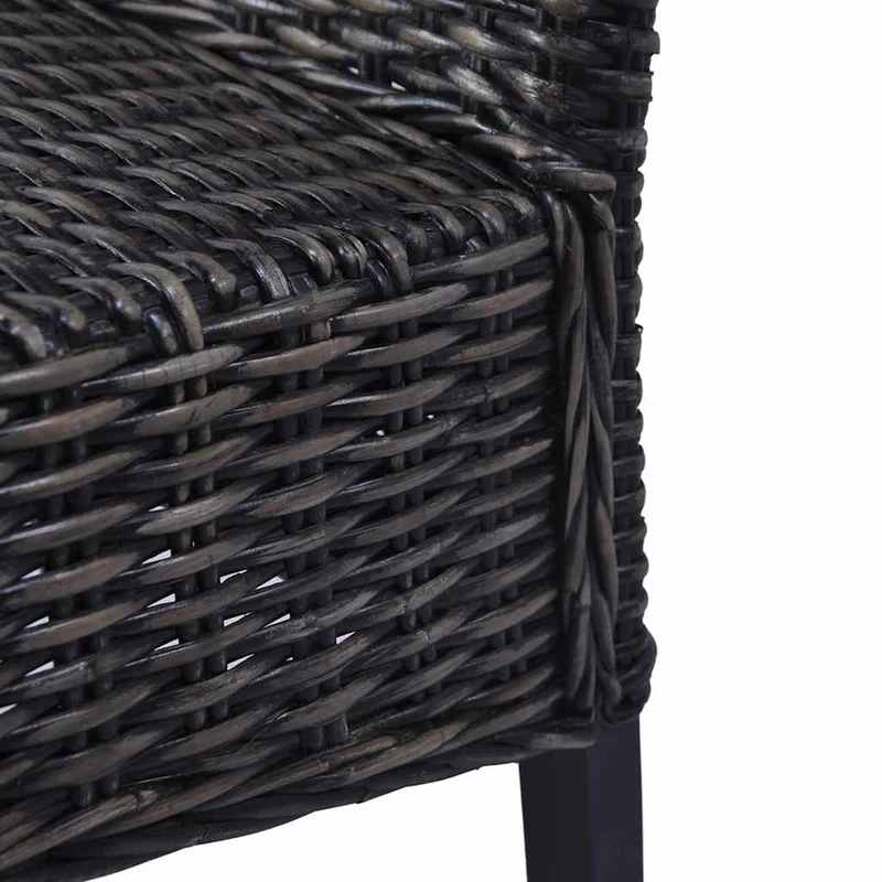 Dining Chairs 4 pcs Black Kubu Rattan and Mango Wood