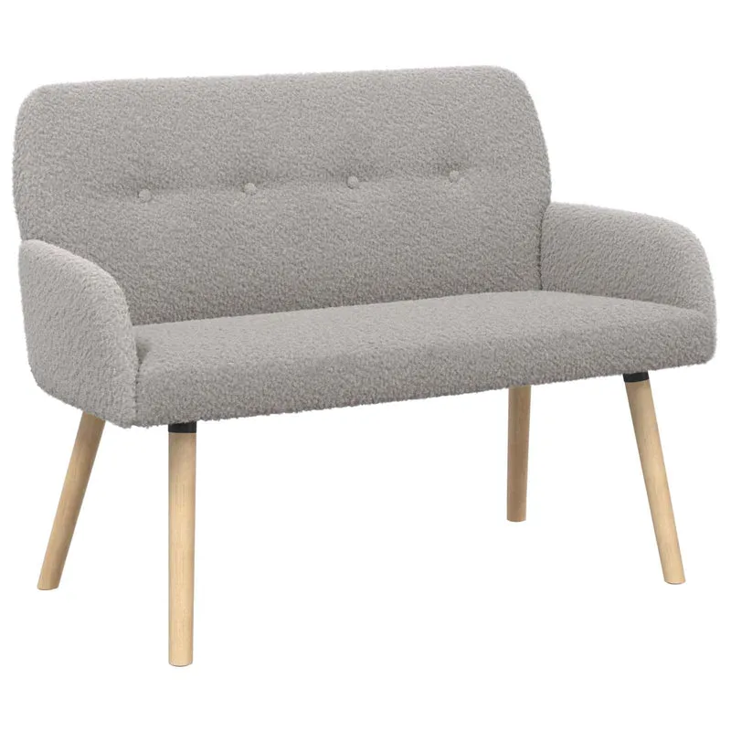 2 Seater Sofa with Solid Wood Legs Light Grey Bouclé