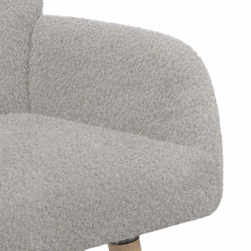 2 Seater Sofa with Solid Wood Legs Light Grey Bouclé