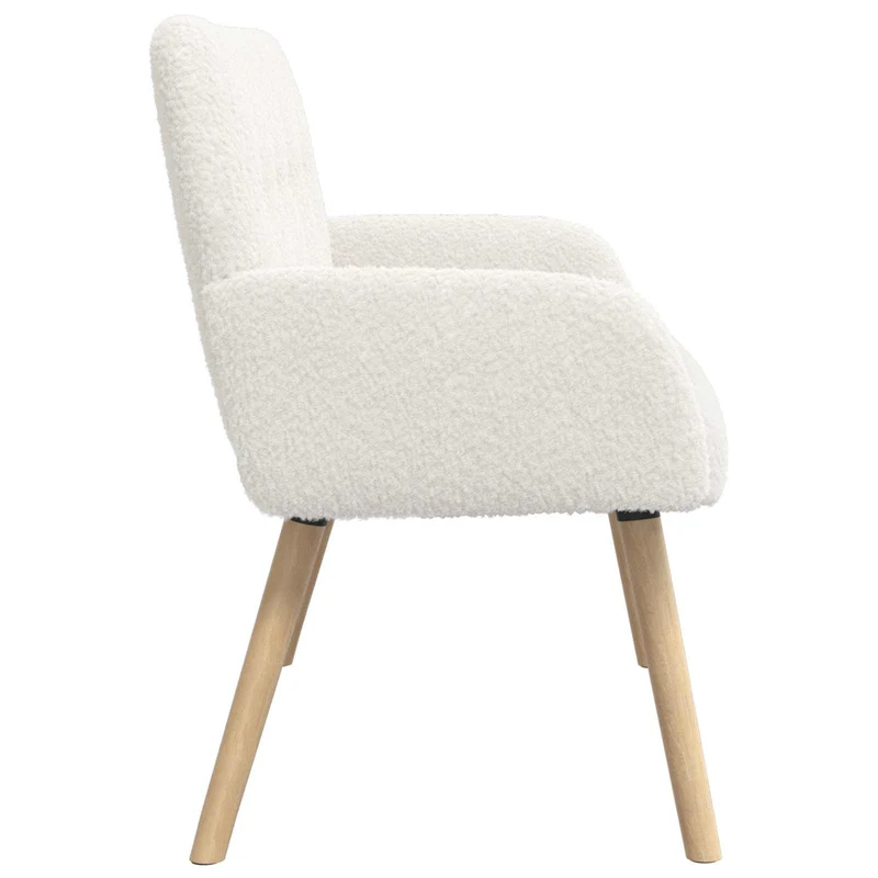 2 Seater Sofa with Solid Wood Legs Cream Bouclé
