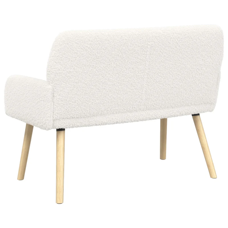 2 Seater Sofa with Solid Wood Legs Cream Bouclé