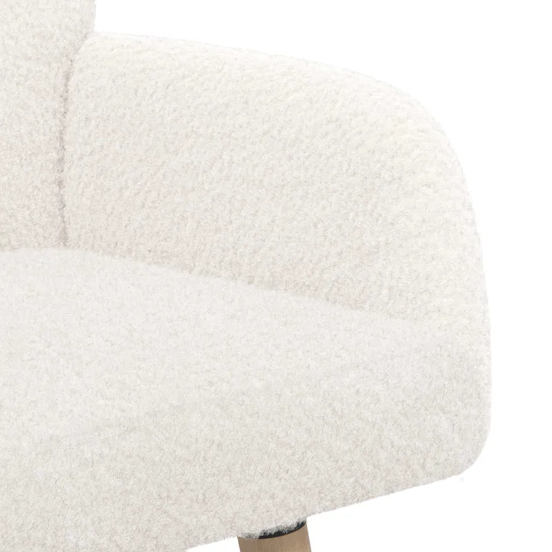 2 Seater Sofa with Solid Wood Legs Cream Bouclé