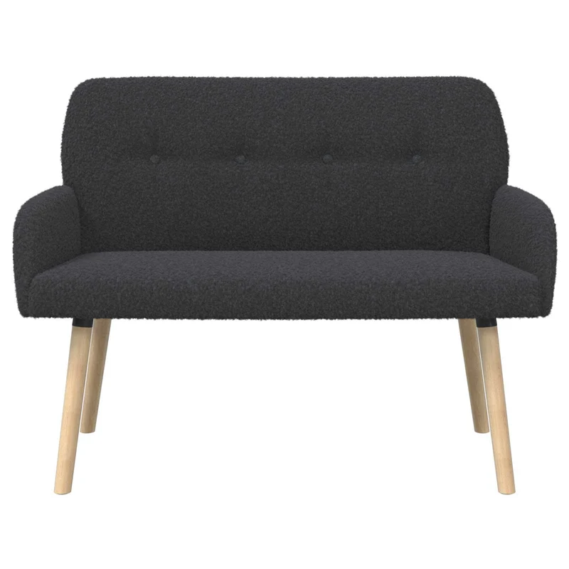 2 Seater Sofa with Solid Wood Legs Dark Grey Bouclé