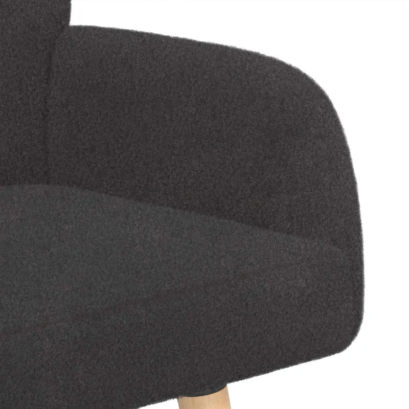 2 Seater Sofa with Solid Wood Legs Dark Grey Bouclé