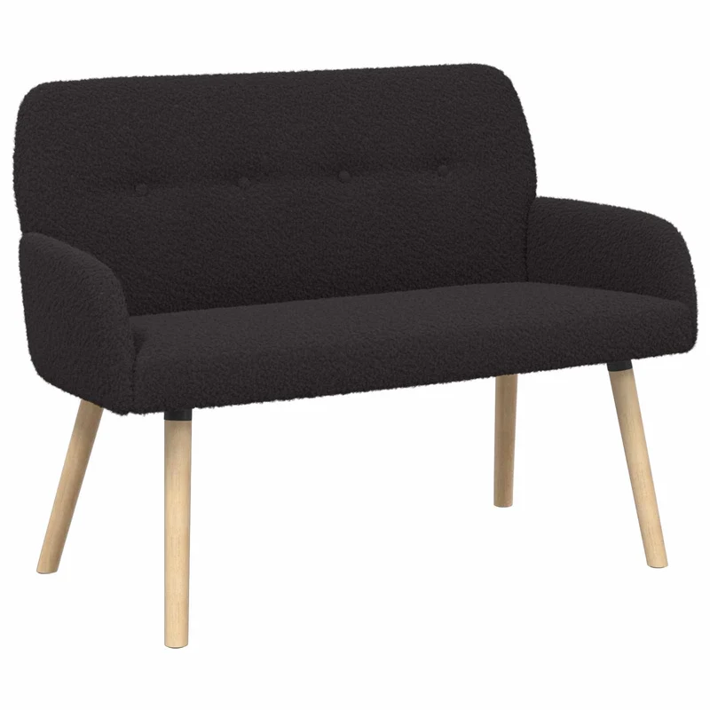 2 Seater Sofa with Solid Wood Legs Black Bouclé