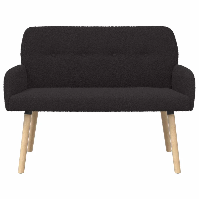 2 Seater Sofa with Solid Wood Legs Black Bouclé