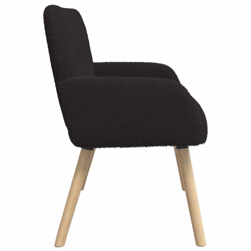 2 Seater Sofa with Solid Wood Legs Black Bouclé
